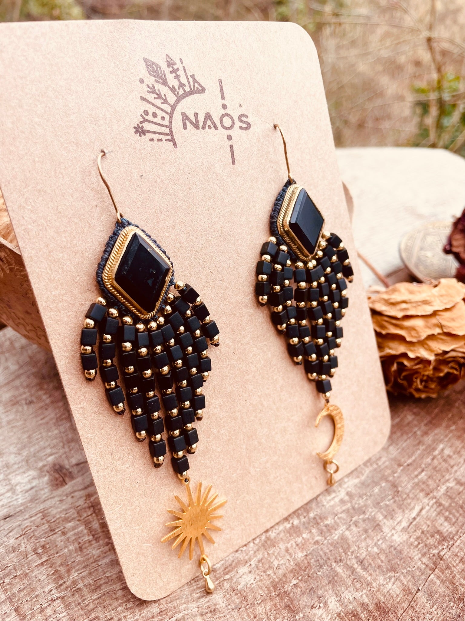 Boucles "Léonä" - Noires & Dorées