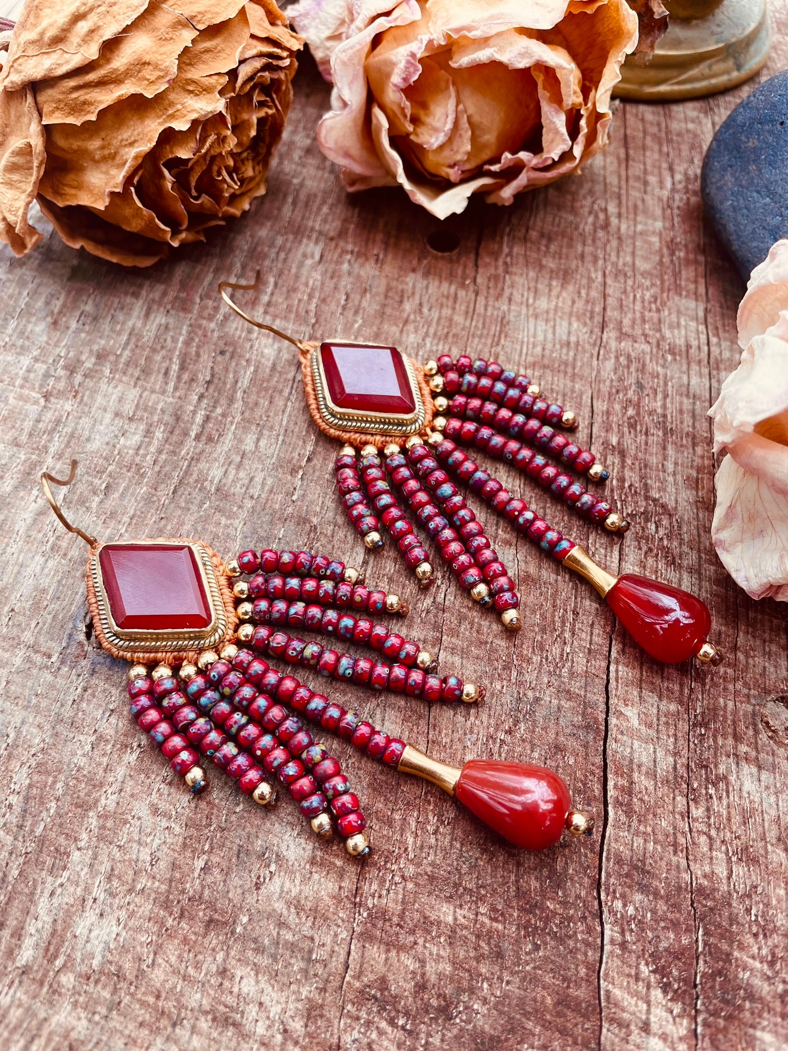 Boucles "Léonä" - Rouge Carmin