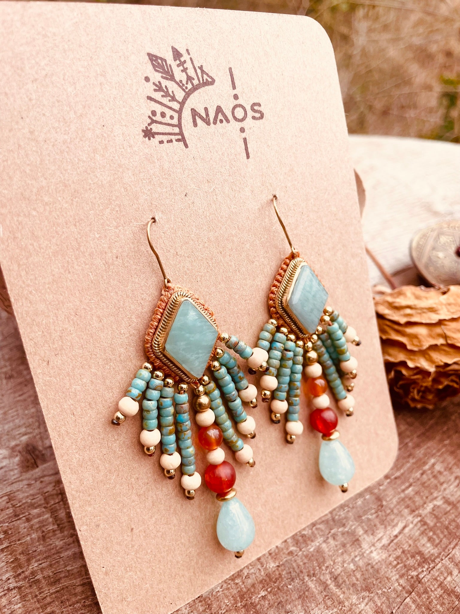 Boucles "Léonä" - Turquoise & orangé