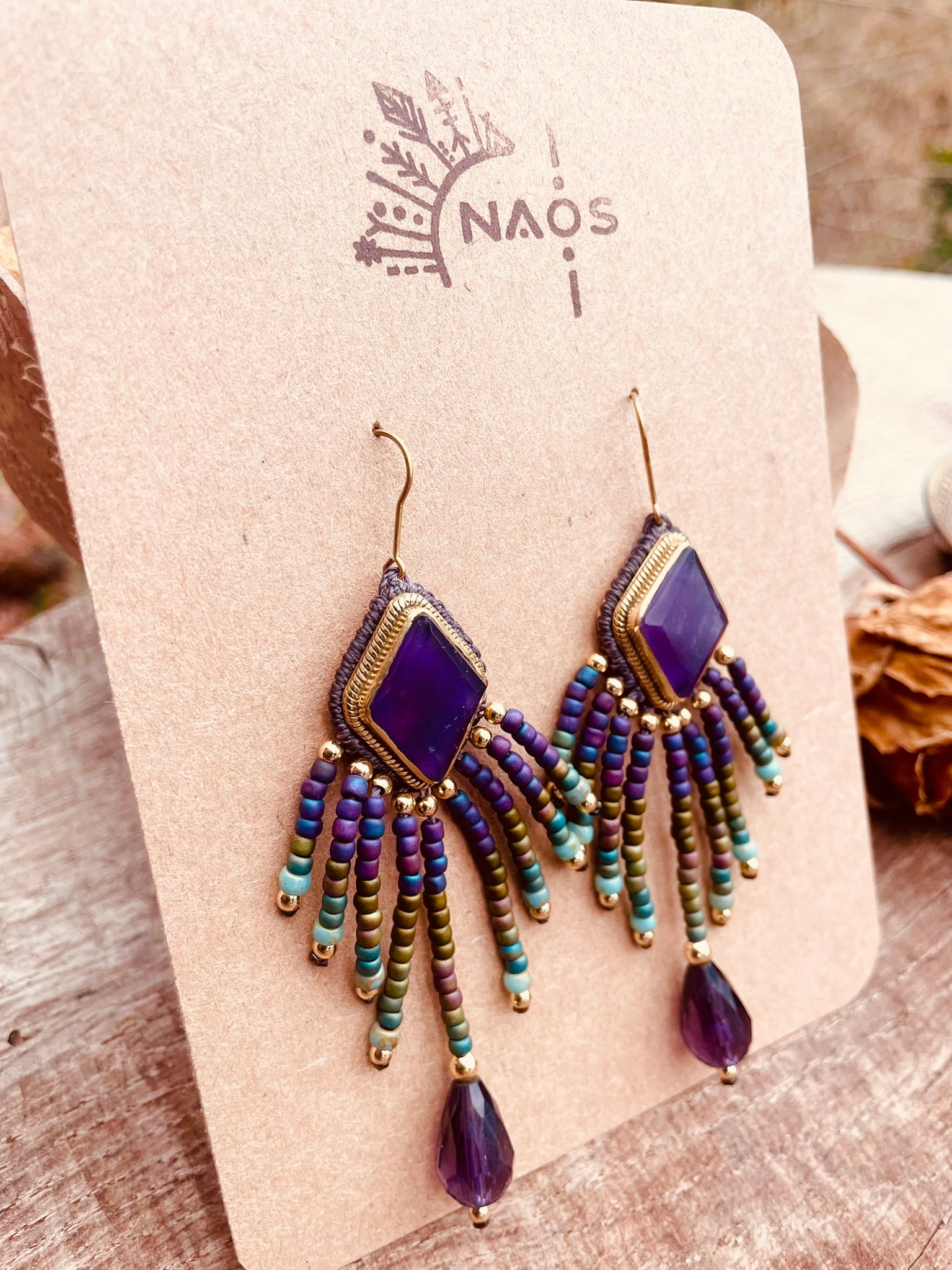 Boucles "Léonä" - Turquoise & violet
