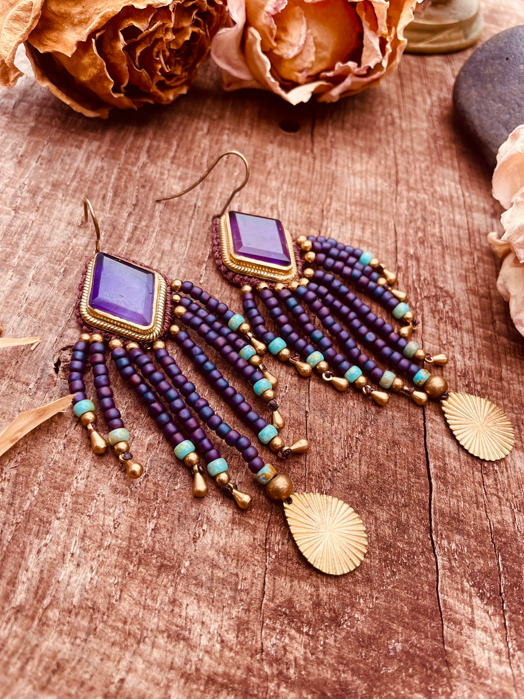 Boucles "Léonä" - Violet améthyste