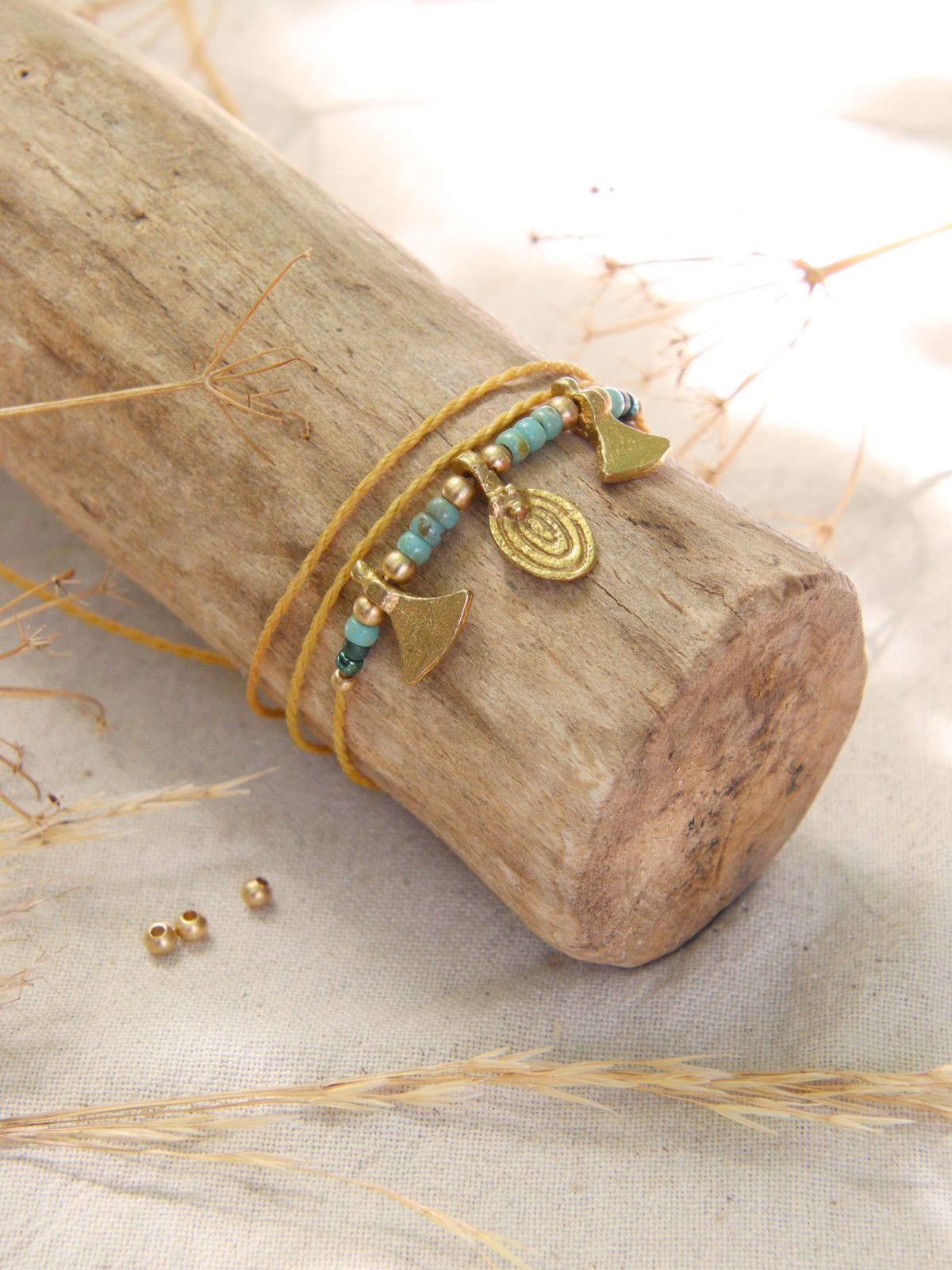 Choker - bijou de cheville "Brin de Bohème" - Jaune & Turquoise